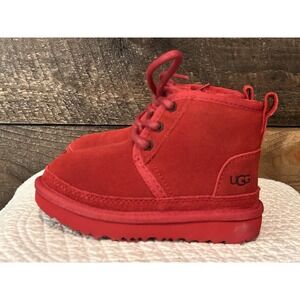 NEW! UGG Kids Neumel Chukka Samba Red Side Zip Boots Toddler Size 8